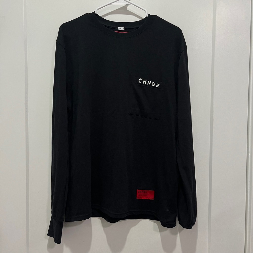 CHNGE Women Dont Owe You Shit Long Sleeve Pocket T-Shirt Black Mens Large